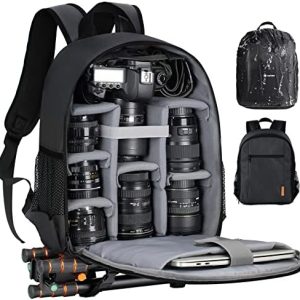TARION Camera Backpack Bag Small - Professional DSLR Camera Bag Photography Backpack with 13“ Laptop Compartment & Waterproof Rain Cover & Tripod Holder for Photographers (Black TB-S)